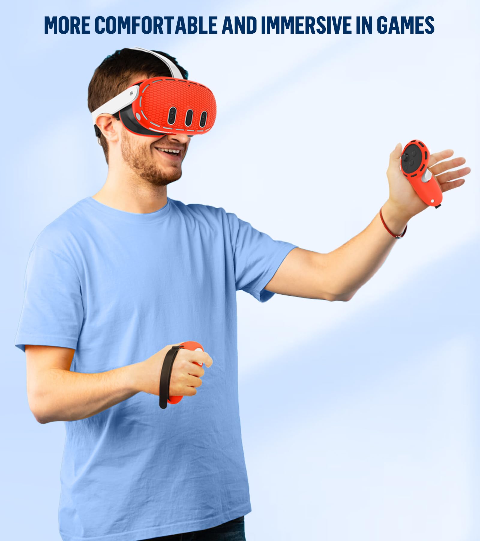 Juego de funda de silicona para Oculus Quest 2, protección para auriculares de realidad virtual, incluye funda para auriculares y agarre del controlador, cubierta facial, funda para protactor de
