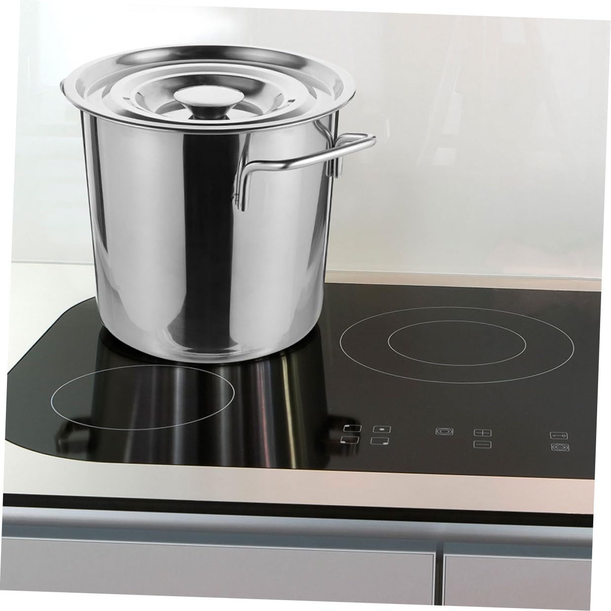 GARVALON Edelstahl Suppentopf mit Doppelgriffen und Deckel Rostfreier Großer Kochtopf Vielseitiger Metall suppeneimer für Küche und Induktion Langlebiges Kochgeschirr für Suppen und Wasser