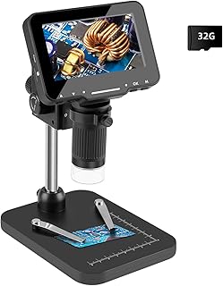 Koolertron 4.3 inch LCD Digital USB Microscope,8MP 1-1000X Magnification Handheld Electronic Video Recorder Camera,8 LED Light,Rechargeable Battery for Circuit Board Repair Soldering PCB Coins