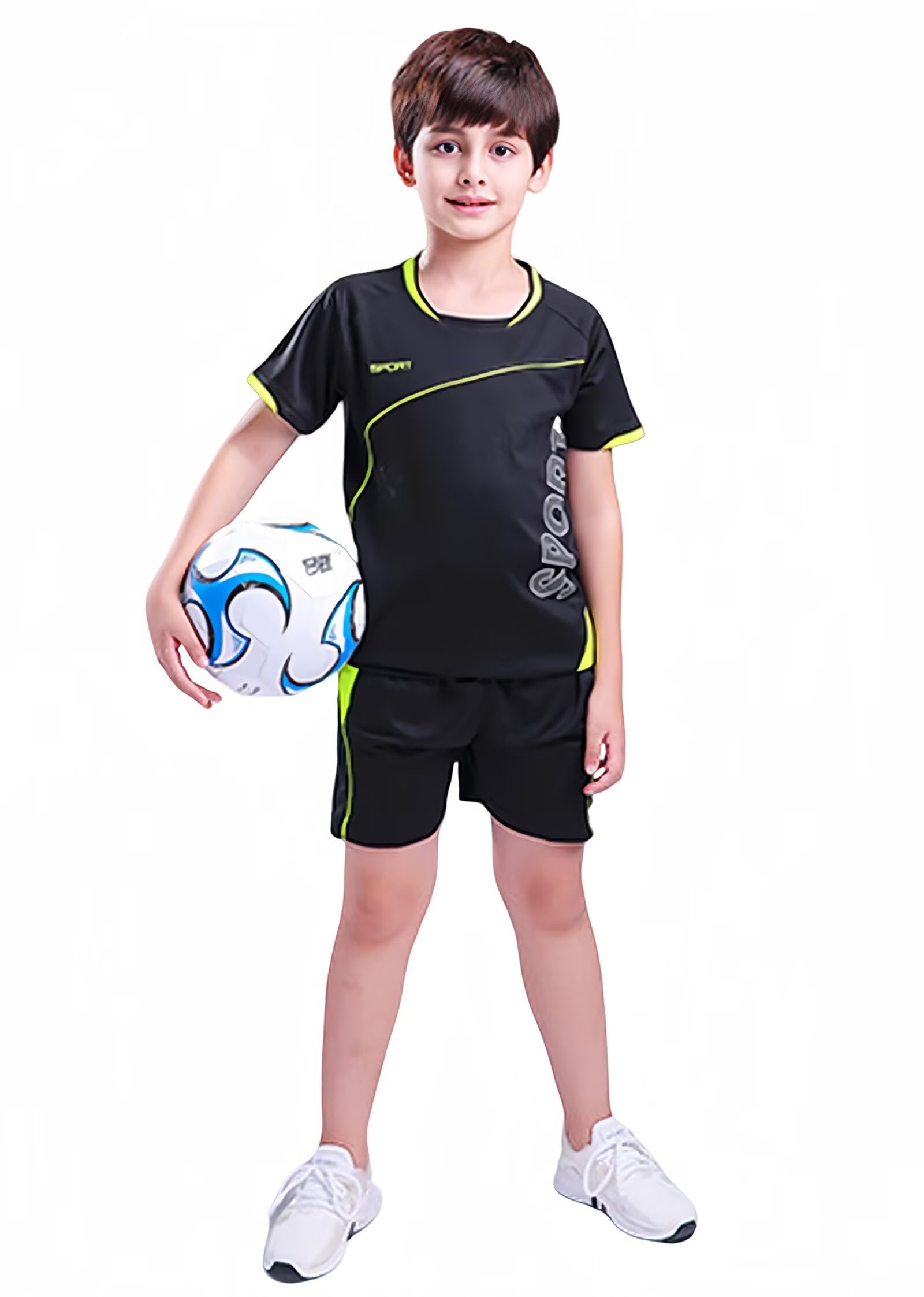Maillot de Foot Enfant Maillot Foot Maillots Soccer Jersey Boys, Ensemble Football Garçon Vêtement Sport Tshirt Shorts Set