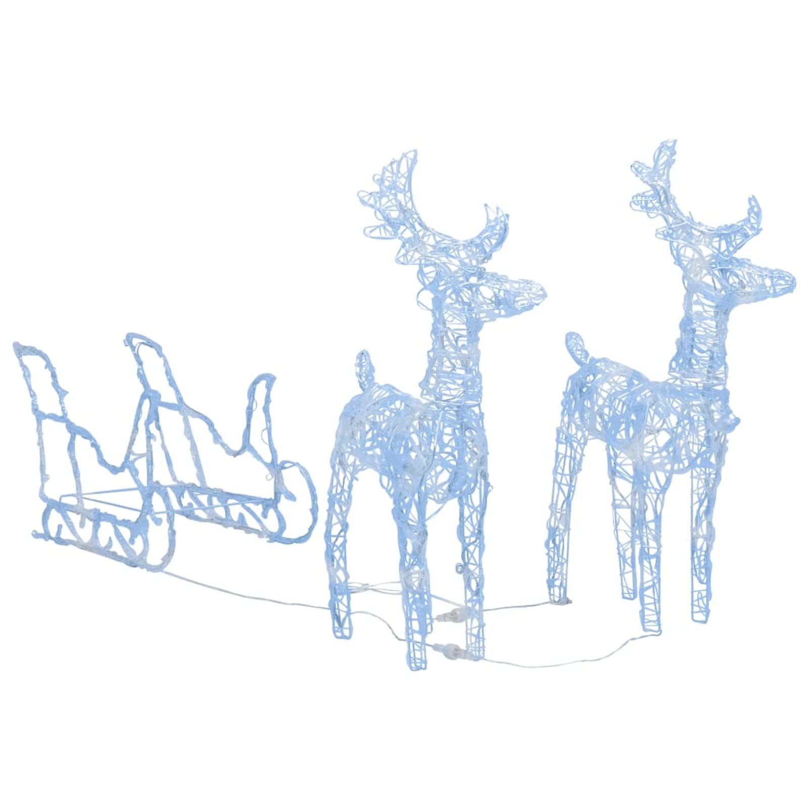 Tidyard Rentiere und Schlitten Weihnachtsdeko LED-Rentiere Weihnachtsbeleuchtung Weihnachten Dekofigur Weihnachtsatmosphäre für den Innen- und Außenbereich 160 LEDs 130 cm Acryl