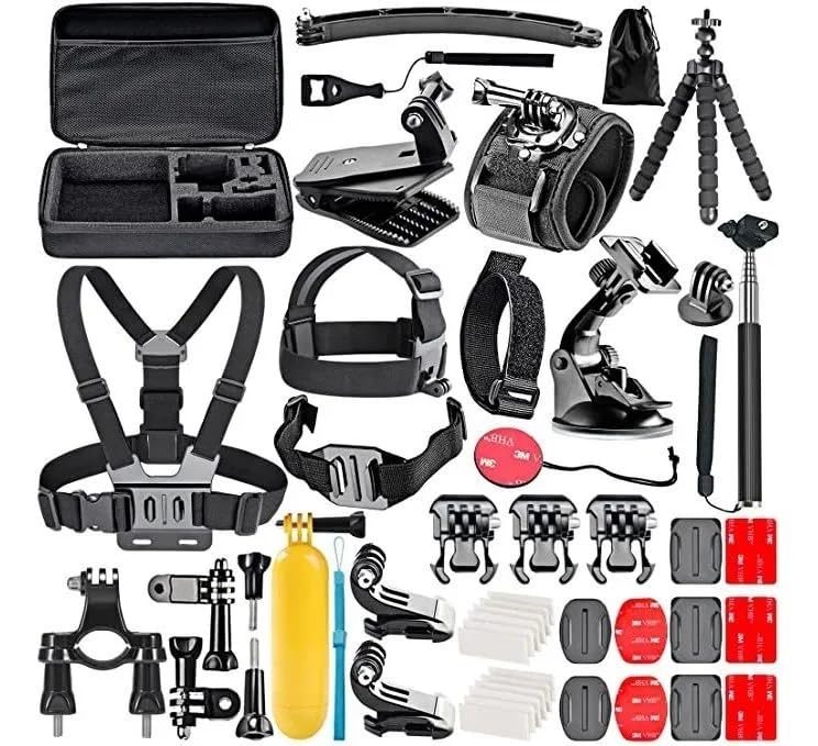 Kit de accesorios de cámara de acción 50 en 1 compatible con GoPro Hero 9 8 Max 7 6 5 negro GoPro 2018 Session Fusion Silver White Insta360 DJI AKASO APEMAN Campark SJCAM cámara de acción, etc