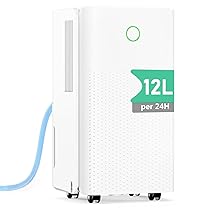 Deumidificatore, 12L, Giorno Deumidificatore Ambiente Casa Muffa, Deumidificatori Portatile Silenzioso, Controllo Umidità, Funzione Asciugatrice, Sbrinamento Automatico, Adatto 100 m³