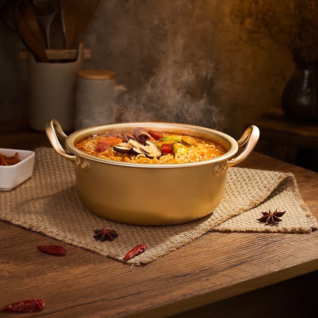 FONDOTIN Pentola Ramen in Alluminio Giallo con Doppia