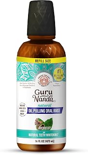 GuruNanda CocoMint Oil Pulling Mouthwash for Complete Oral Hygiene, 7 Essential Oils & Vitamins for Happy Teeth & Gums & Fresh Breath, Alcohol-Free, 16 oz
