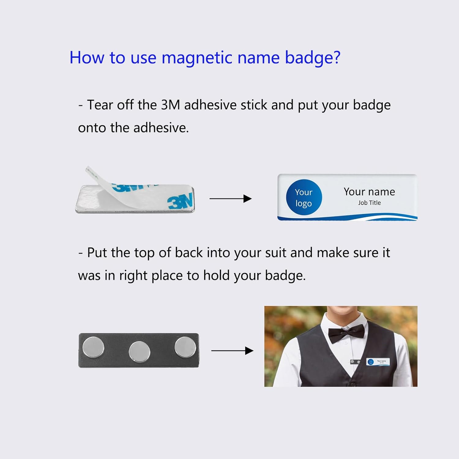 Strong Badge Magnets - 100Pack, Name Tag Magnets (1.75 x 0.5 inches), Name Tag Magnet Backs w/ 3 Extra-Strong Neodymium for ID Badge Holders,Magnetic Badge Holder - Image 5