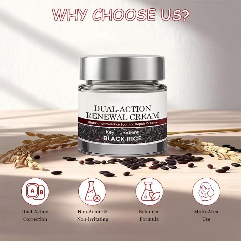 Keratin Erase Dual-Action Renewal Cream – Black & White Rice Soothing Repair Cream, Hydrating Body Serum for Smoother-Looking Skin, Suitable for All Skin Types (2 Pack) - Image 3