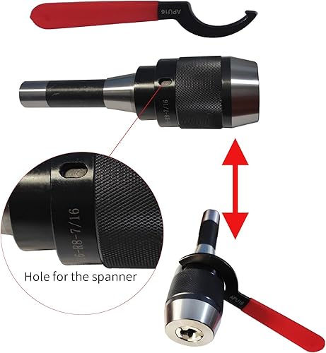 Miniatura 6 de Lzcdelyxiao Portabrocas sin llave de 132" - 12" de 0.039-0.512 in con vástago integral R8 rosca 716"-20 y llave inglesa APU13 portabrocas