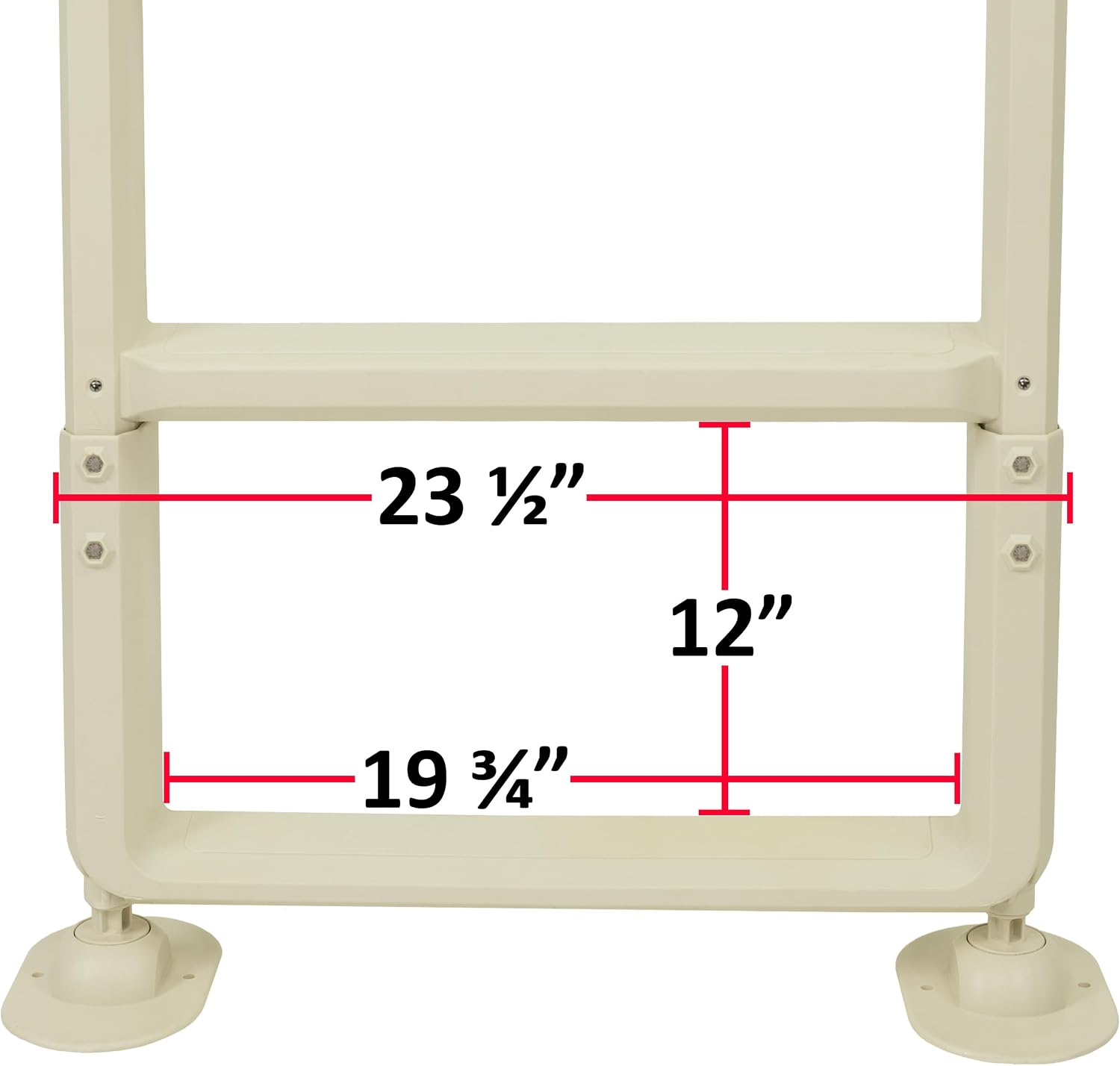 Detailed base dimensions of the Aqua Select In-Pool Ladder