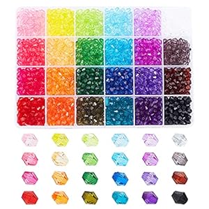 PH PandaHall 2160pcs 6mm Crystal Beads Bicone Bracelet Bead Faceted Acrylic Beads 24 Colors Rainbow Loose Craft Bead for Friendship Bracelet Necklace Earring Jewelry Making Flower Bag Decoration