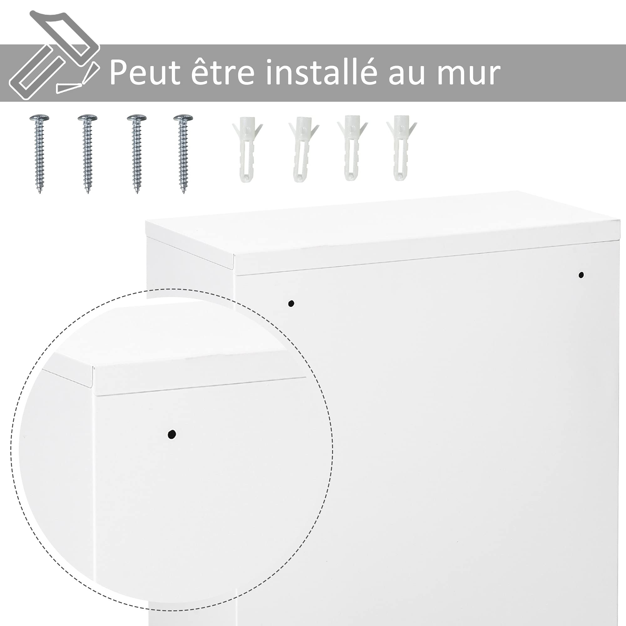 kleankin Armoire à Pharmacie 2 étagères 3 Niveaux verrouillable dim. 40L x 18l x 60H cm 2 clés métal Blanc