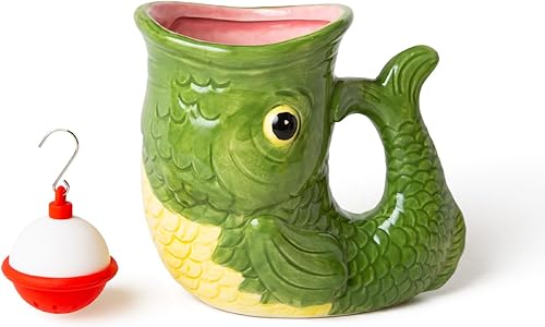 BigMouth Taza de Pescado con Infusor de Té Bobber, Regalo de Pesca Novedoso para Hombres Papá Él Abuelo Pescadores, Cerámica Duradera