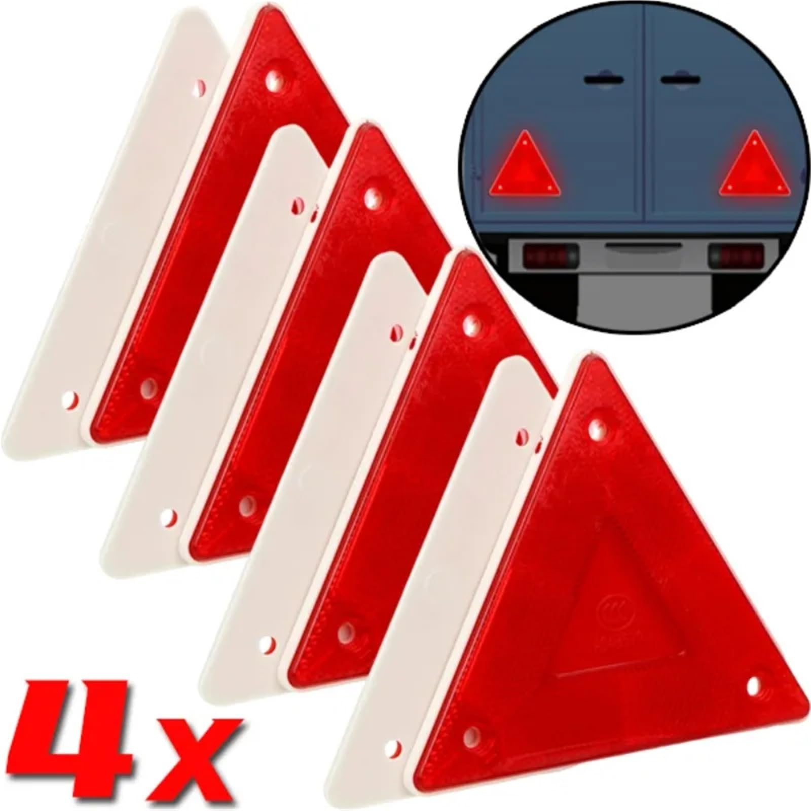 4/3 stücke Rote Dreieck Reflektoren Hinten Sicherheit Warnung for Anhänger Fahrrad Motorrad Lkw Boot Auto Zubehör FüR Lkw(4pcs red)