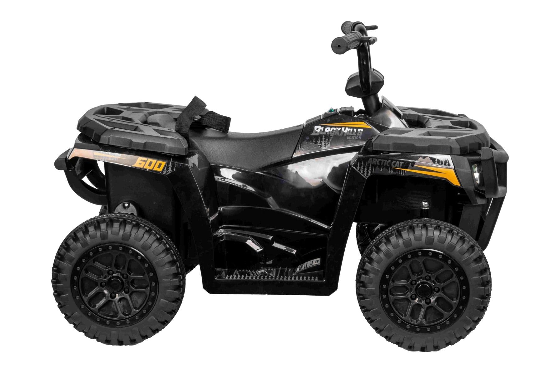 Quad électrique Enfant 12V sous Licence Arctic Cat, Transmission arrière, Noir, Batterie Lithium, 2 Moteurs de 25W véhicule Electrique pour Enfants 3-5 Ans, MP3/AUX/éclairage LED