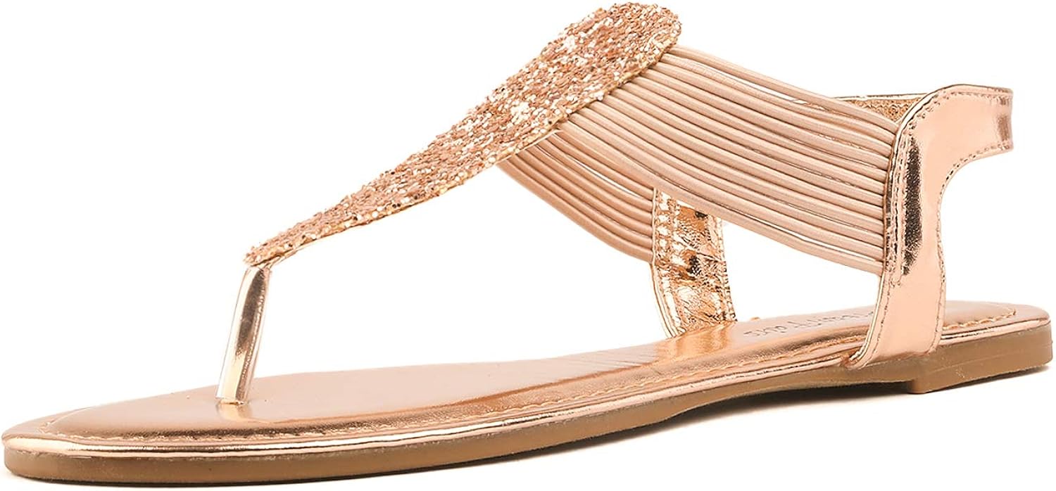 DREAM PAIRS Women's Elastic Strappy String Thong Ankle