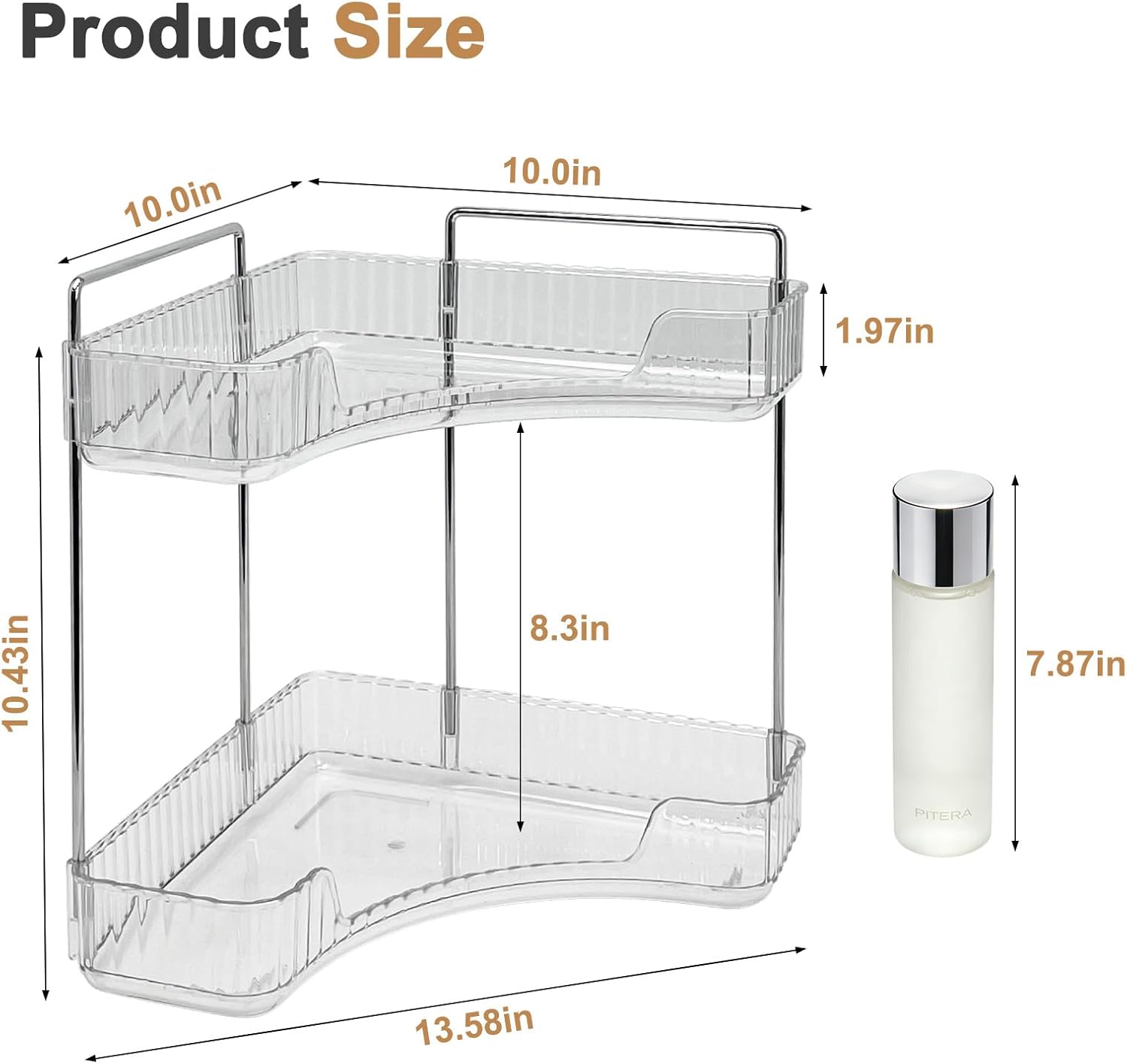 Corner Bathroom Counter Organizer, Vanity Organizer - Countertop Corner Shelf for Makeup Storage,Spice Racks for Kitchen Corner (Clear, 2-Tier)