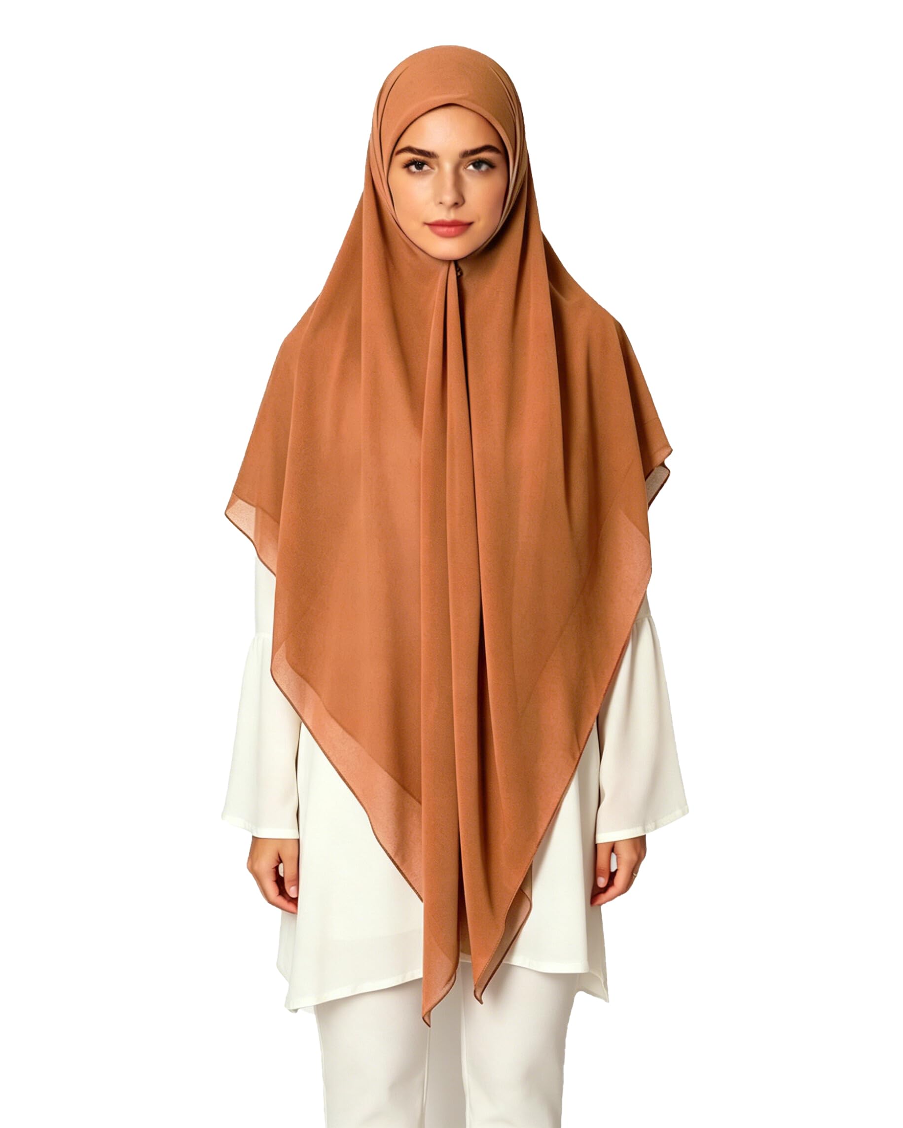 Lina & Lily Women's Rust Premium Chiffon Hijab Head Scarf Shawl Wrap For Muslim Square 145 X 145Cm (Rust)