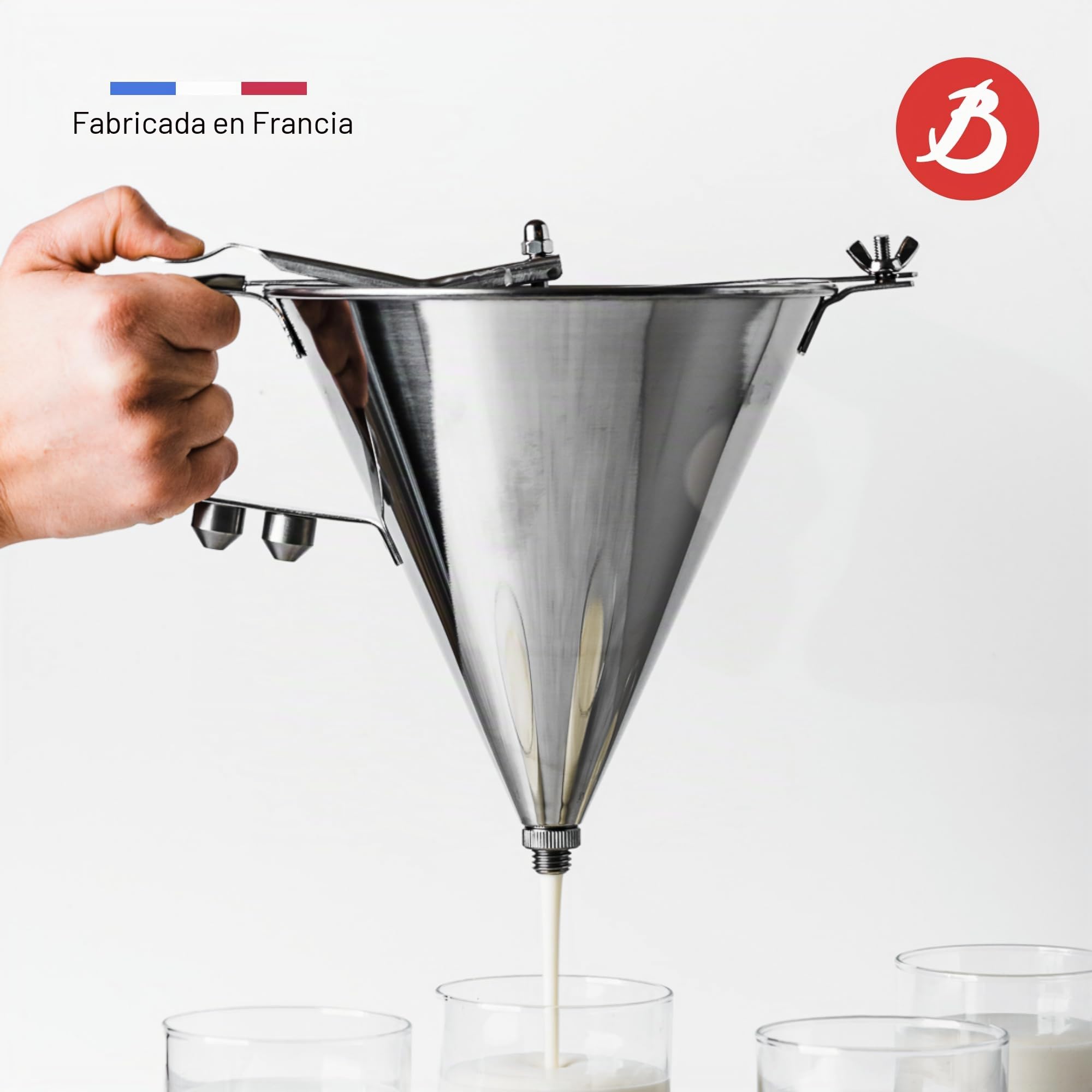 De Buyer, EMBUDO AUTOMATICO, TODO INOX, 3 CAUDALES,1,9 L. CON SOPORTE, Ø19 CM- 1,9 L., CON SOPORTE,3354.02