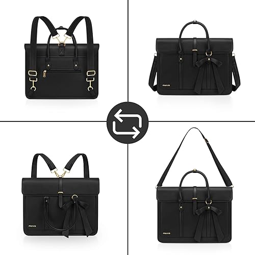 Miniatura 6 de MOSISO Bolsa para laptop para mujer, de piel sintética, de 13 a 14 pulgadas, mochila convertible, bolsa de mensajero de 13.3 pulgadas, bolso casual,