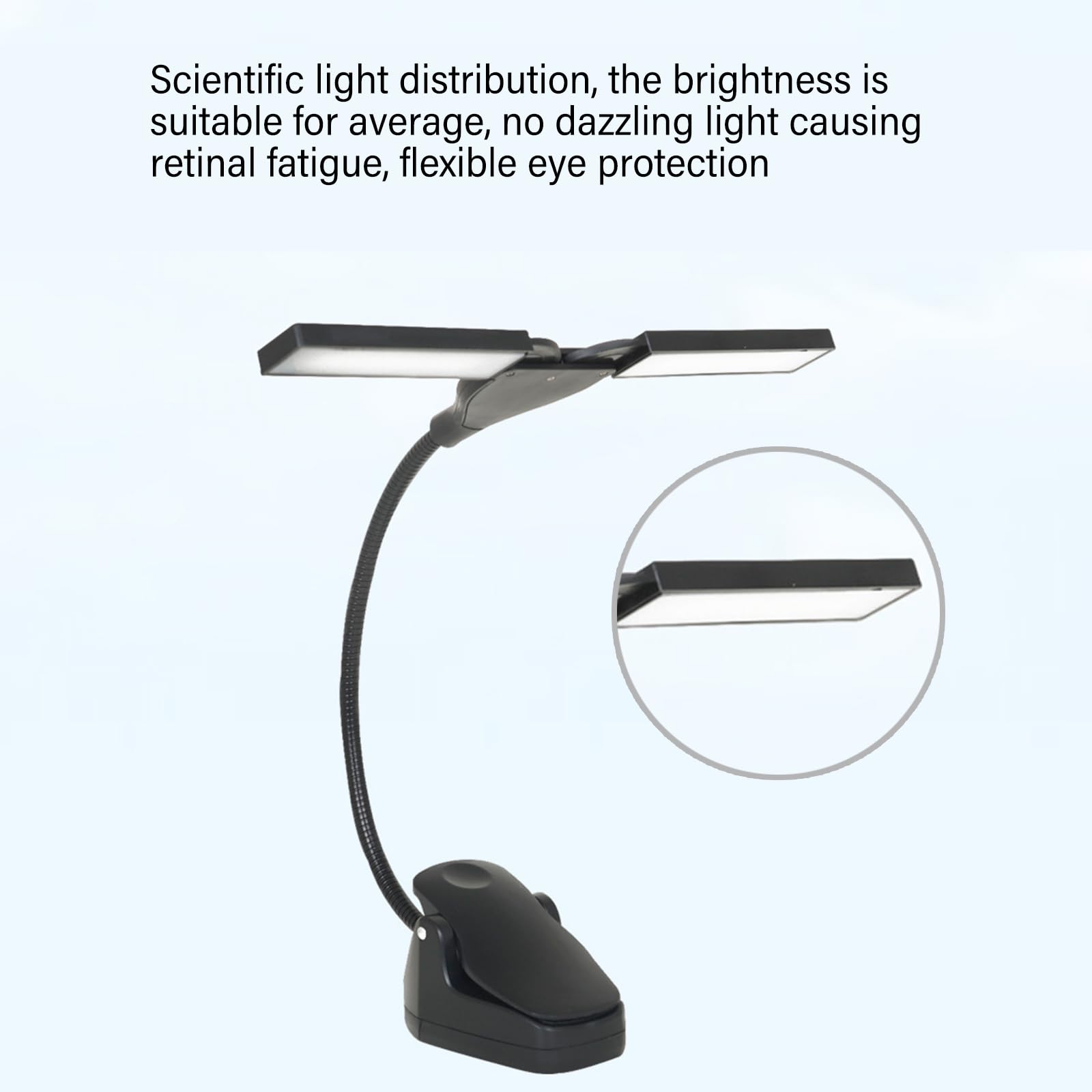 Lampada portatile flessibile a LED a clip e leggio musicale, design pieghevole, luce da viaggio con luminosità regolabile e batteria ricaricabile USB