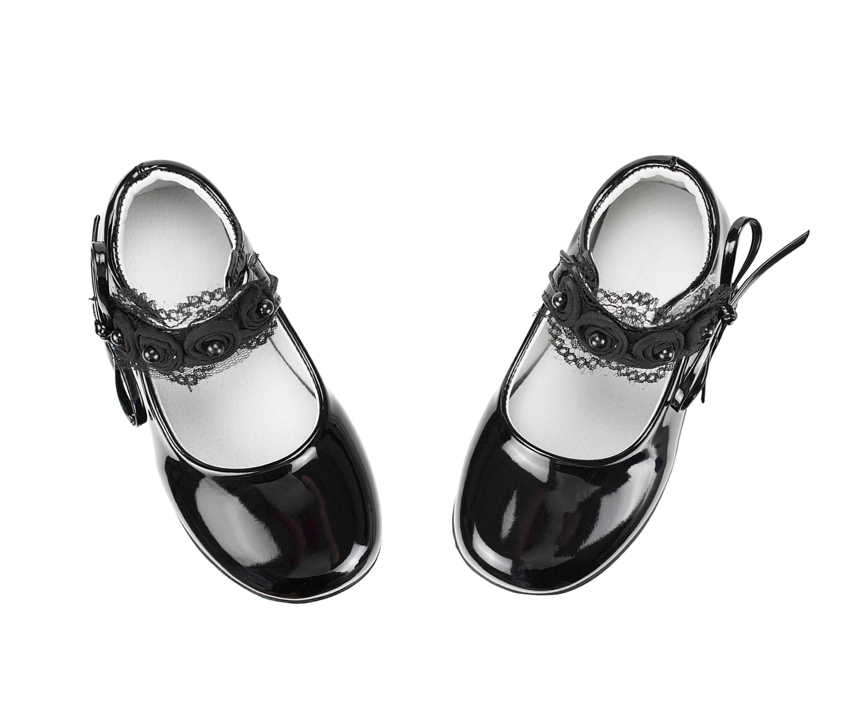 Scarpe Mary Jane Eleganti per Ragazze Ballerine Basse con Fiocco Pizzo per Matrimonio, Festa, attività, Scuola