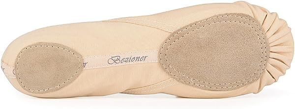 Bezioner Scarpe da Danza Tela Scarpette da Ballo Mezza Punta Suola Spezzata per Bambini e Adulti - 5