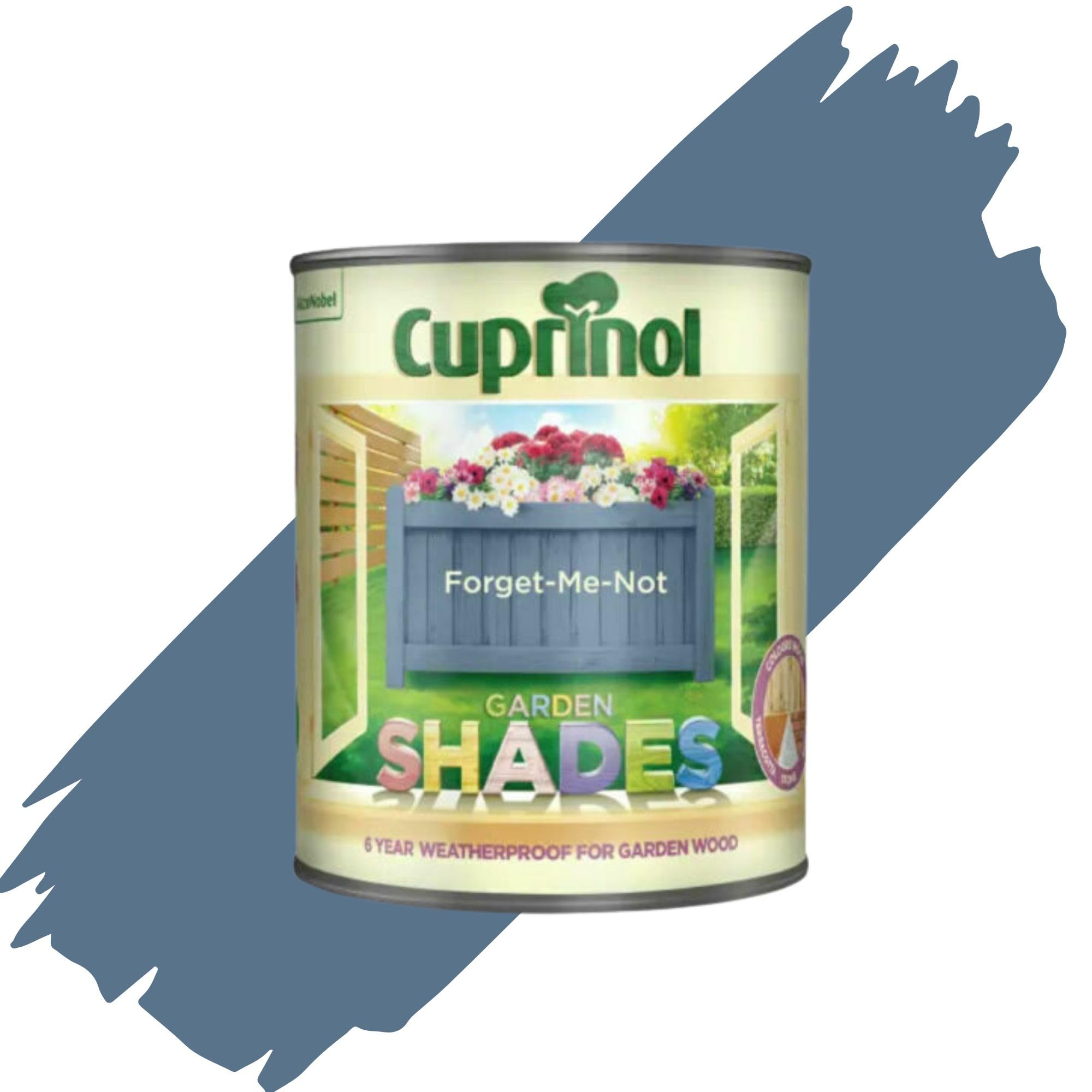 AOC24 1L Garden Shades Fence Paint, Outdoor Wood Paint For Garden Sheds, Furniture, Fences, Exterior Wood, Water Based Paints For Outdoor Surfaces, Brick, Pots (Forget-Me-Not)