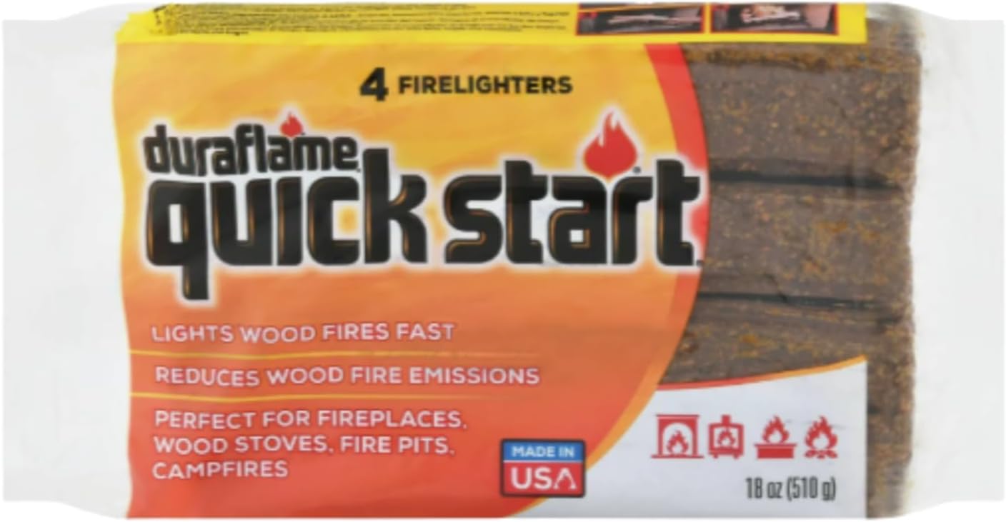 Duraflame Quick Start Firelighters, 40 Count (10 x 4 Packs) – Wax & Renewable Biomass Firestarters for Fireplace, Fire Pit, Campfire, Wood Stove – Fast & Easy Fire Starting