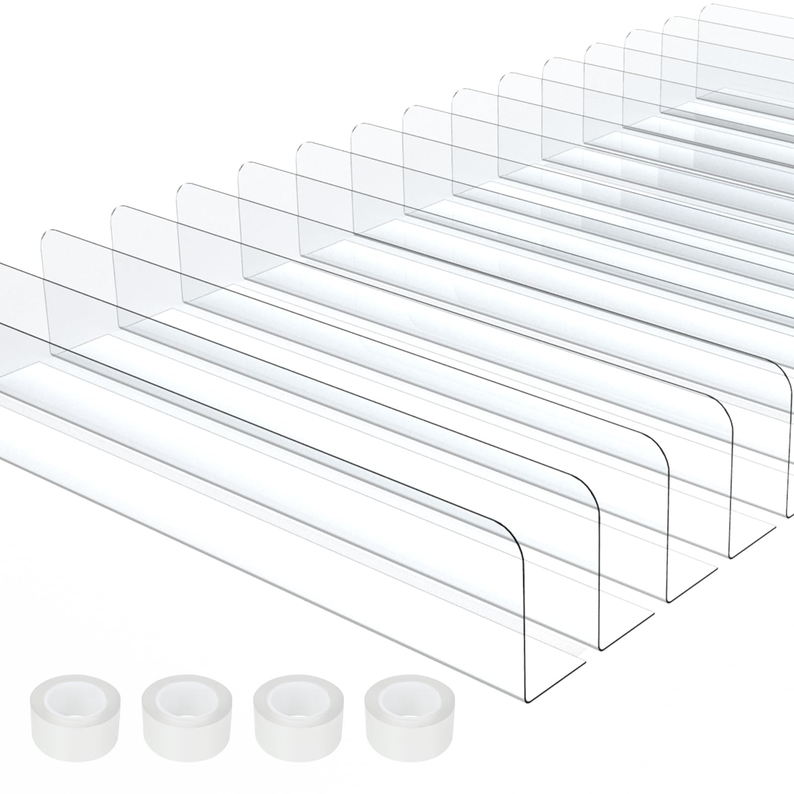 16 Pack Clear Toy Blockers for Furniture 17" L x 3.2" H Under Couch Blocker Adjustable Gap Bumper for Sofa Bed with 4 Strong Tapes