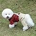 SMALLLEE_LUCKY_STORE Pet Clothes for Small Dog Cat Red Plaid Shirts Sweater with Khaki Overalls Pants Jumpsuit Outfits M