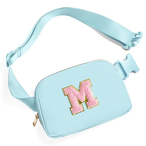 Gitus Initial Letter Patch Belt Bag for Girls (Icing Blue)