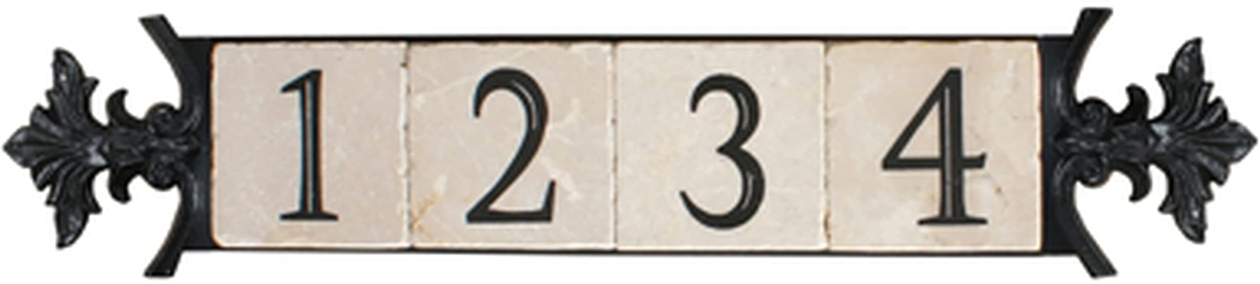 NACH Crested 4-Number Address Signs for Houses, Outdoor Address Plaque, Cast Iron House Number Sign - 4 Numbers, 24" x 5" x 1", KA-SMALLCREST-4