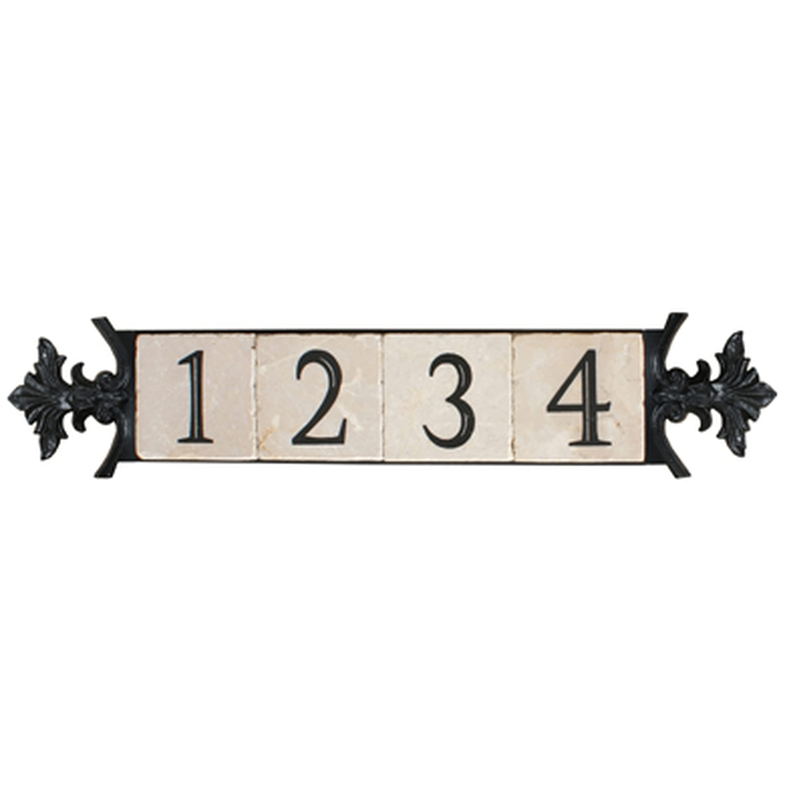 NACH Crested 4-Number Address Signs for Houses, Outdoor Address Plaque, Cast Iron House Number Sign - 4 Numbers, 24" x 5" x 1", KA-SMALLCREST-4
