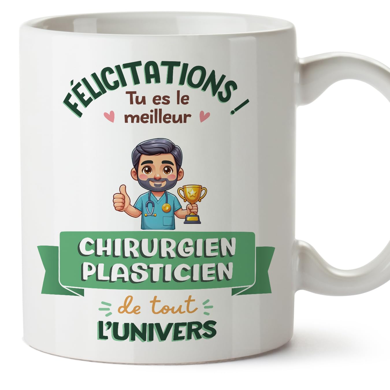 MUGFFINS Plastic Surgeon Man Mug - in French - Meilleur Univers Trophée - Funny Gift for Colleagues - Ceramic 11oz Mug — image 1