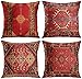 Rzuć poduszki Obejmuje Perski Wystrój Domu Zestaw 4 Orientalne Poduszki Przypadki Dekoracyjne 18 x 18 cali Poszewka na świeżym powietrzu Kanapa Sofa Poduszki Kolorowe Czerwone Tribal