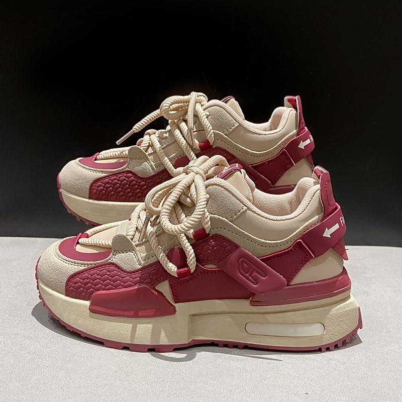 Women's Casual Sneakers, Lace Up Platform Soft Sole Walking Skate Shoes, Low-top Comfort Preppy Shoes，Walking Sneakers2