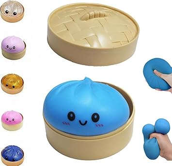 Dumpling Squishies,Glitter Dumpling, Glitter Squishy with Box,Easter Basket StuffersBlue