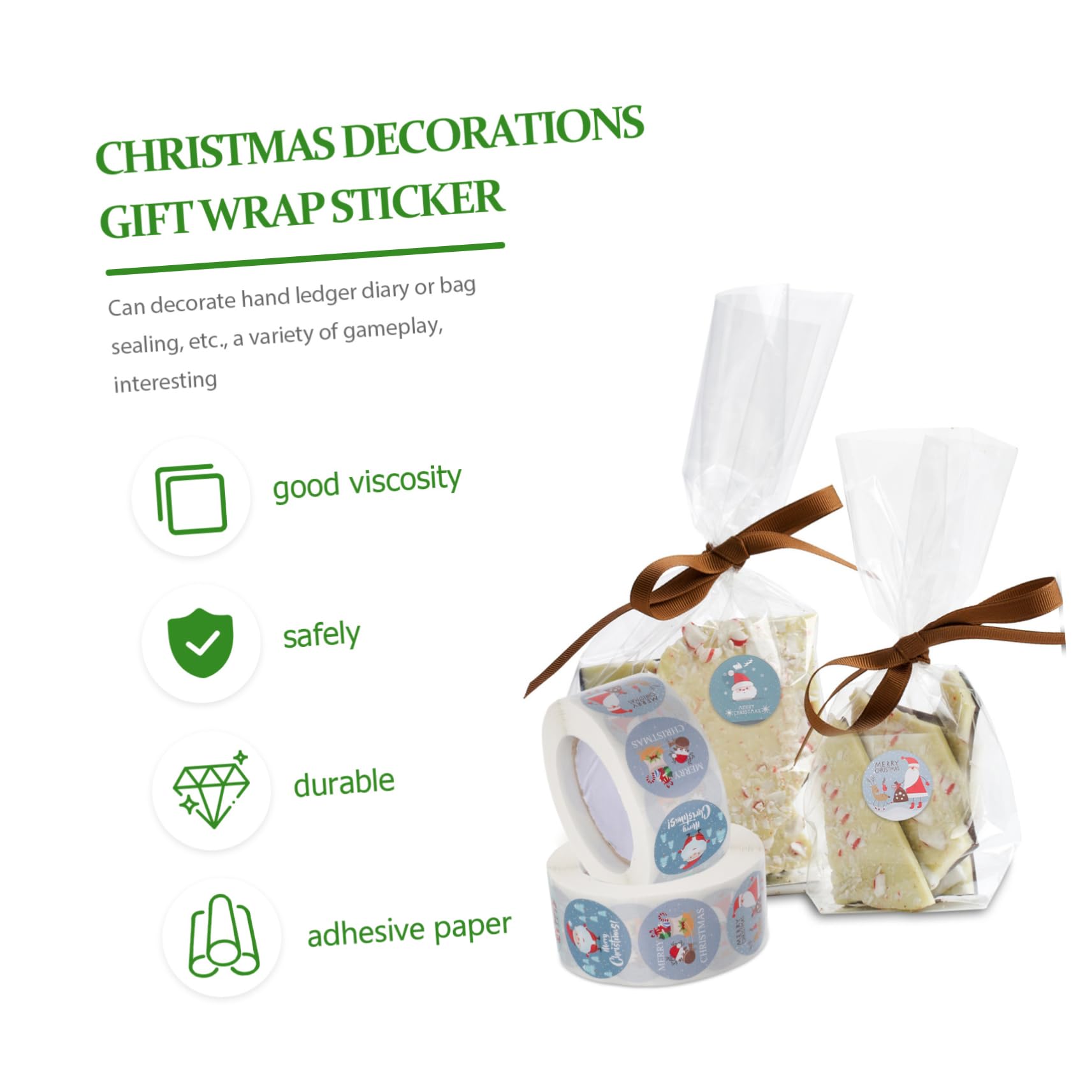10rotoli Adesivi Natalizi Decorativi Di Stickers Con Motivi Festivi Per Pacchetti Biglietti e Buste Perfetti Per Natale e Fai Da Te
