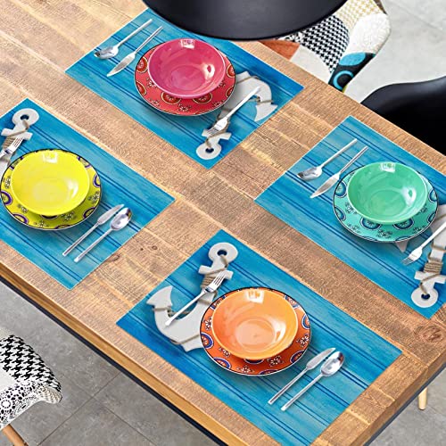 Sets de table à rayures bleues pour repas en terrasse style bord de mer - 8