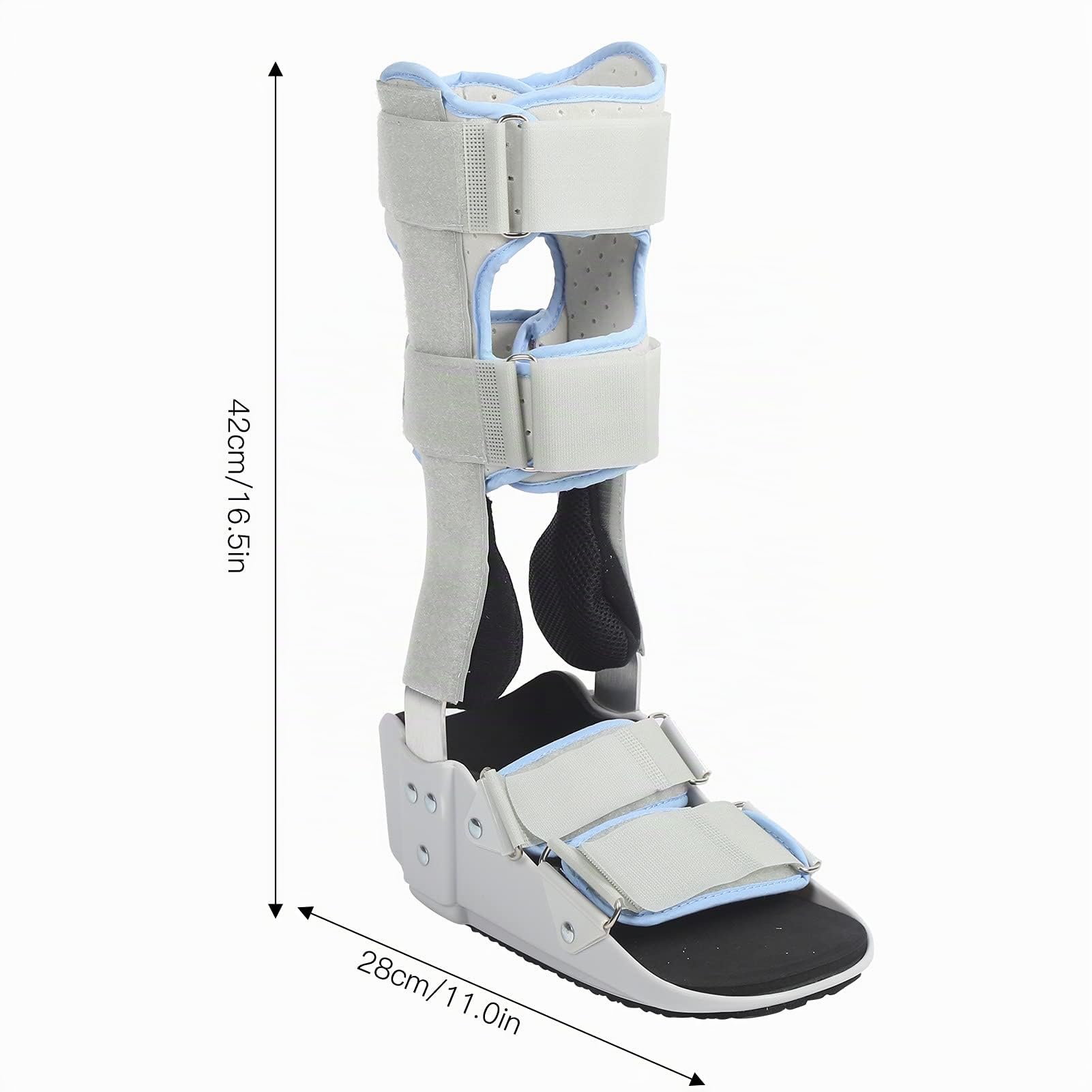 Haowecib Botte de Marche orthopédique, Botte de Protection Contre la Fracture de la Cheville Respirante et Ajustable, attelle de Marche pneumatique Confortable avec Conception à Bout Ouvert pour
