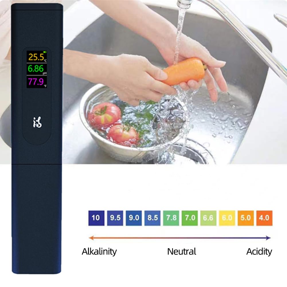 Tester di qualità Acqua PH 5 in 1 Misuratore di salinità Digitale EC TDS Temp Monitor Test Ricaricabile for Piscina agricola con Acqua Potabile