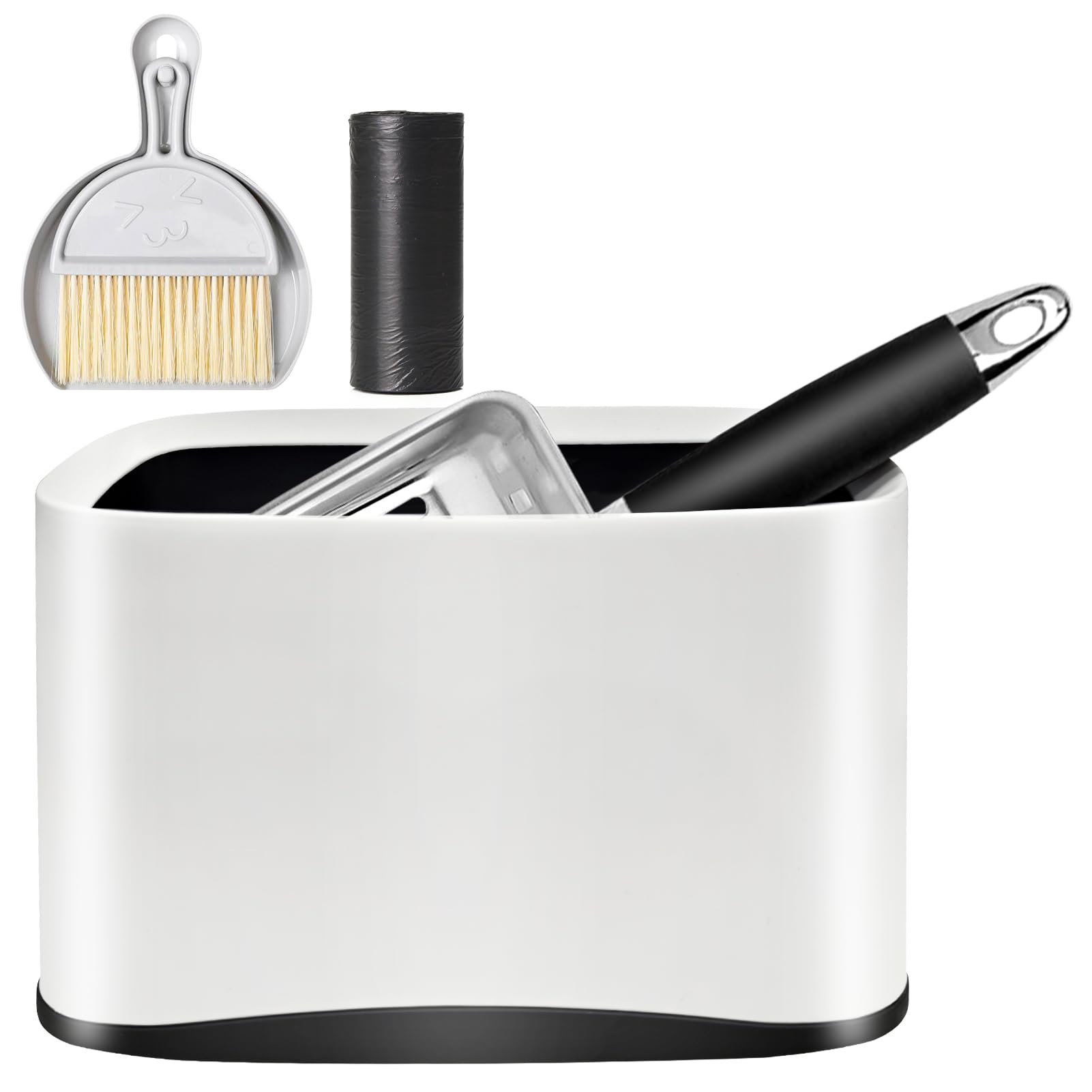 Cat Litter Scooper with Holder, Stainless Steel Cat Litter Scoop, Kitty Poop Scooper Stand for Litter Box, Cat Caddy for Litter Scoop, Fast Sifting Kitty Poop Scooper Caddy Poop Scooper Stand