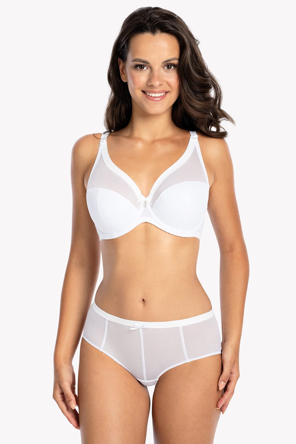 Gaia Reggiseno Sonia Semi-Soft - Reggiseno Semi Rinforzato - Reggiseno Medio Alto Copertura - Senza Ferretto Laterale - Supporto Forte - Reggiseno con Ferretto, Bianco, 1E
