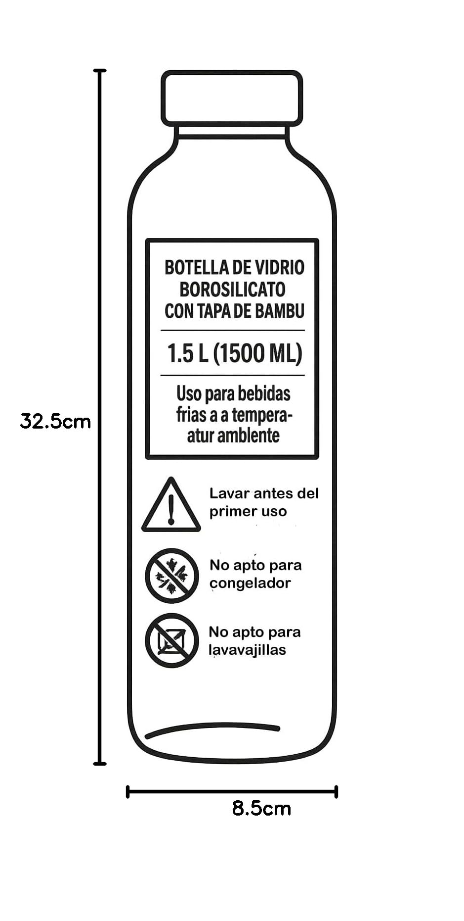 Botella de Agua Cristal con Tapón de Bambú Botella Vidrio Borosilicato Ecológica Reciclable Reutilizable Libre de Tóxicos sin BPA (4 x Botella con lema + Funda colores, 1500 ml)
