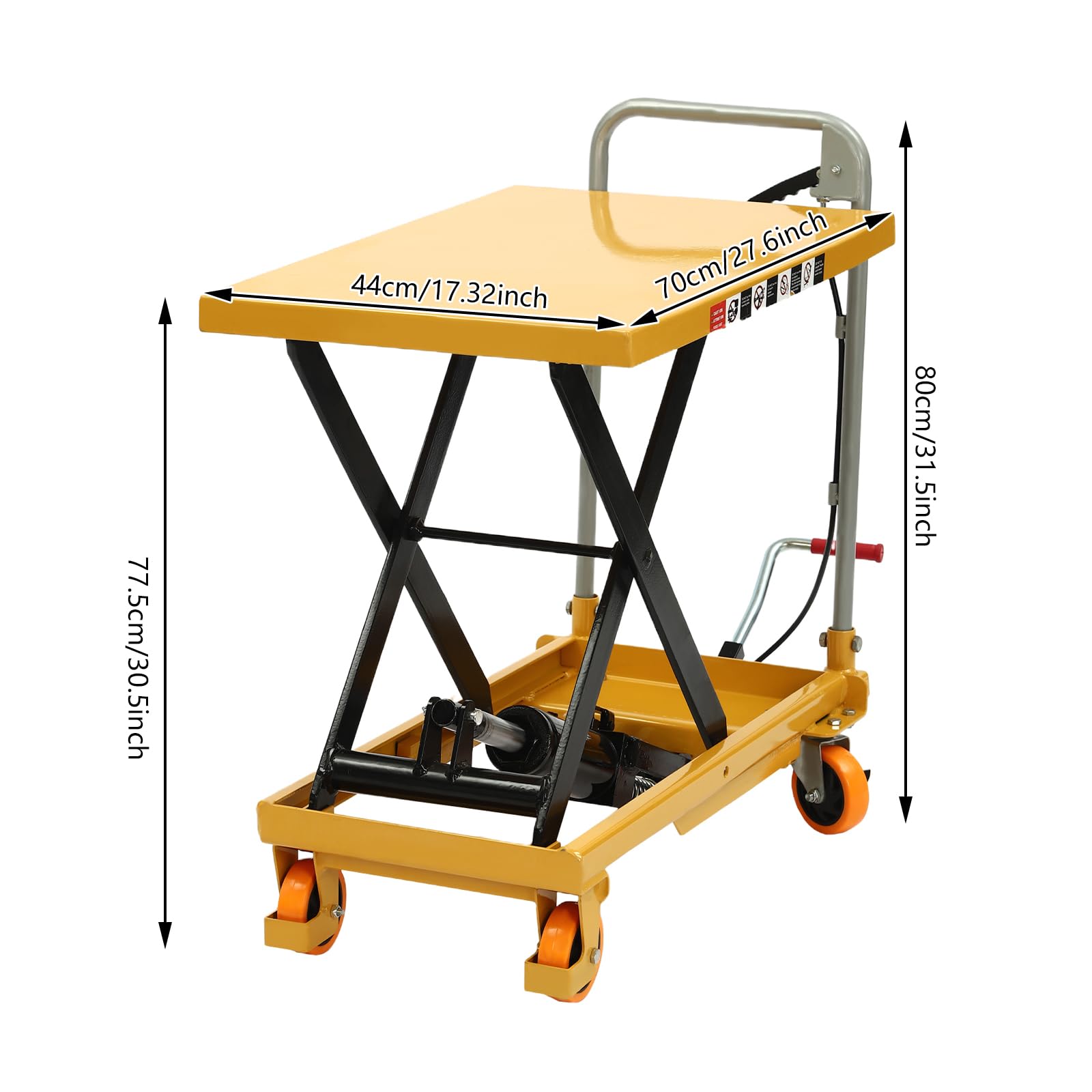 Carrello idraulico a forbice da 226,8 kg per trasporto di materiali, cuscinetti e officina con ruote in PU bloccabili, facilita il sollevamento e lo spostamento di carichi pesanti