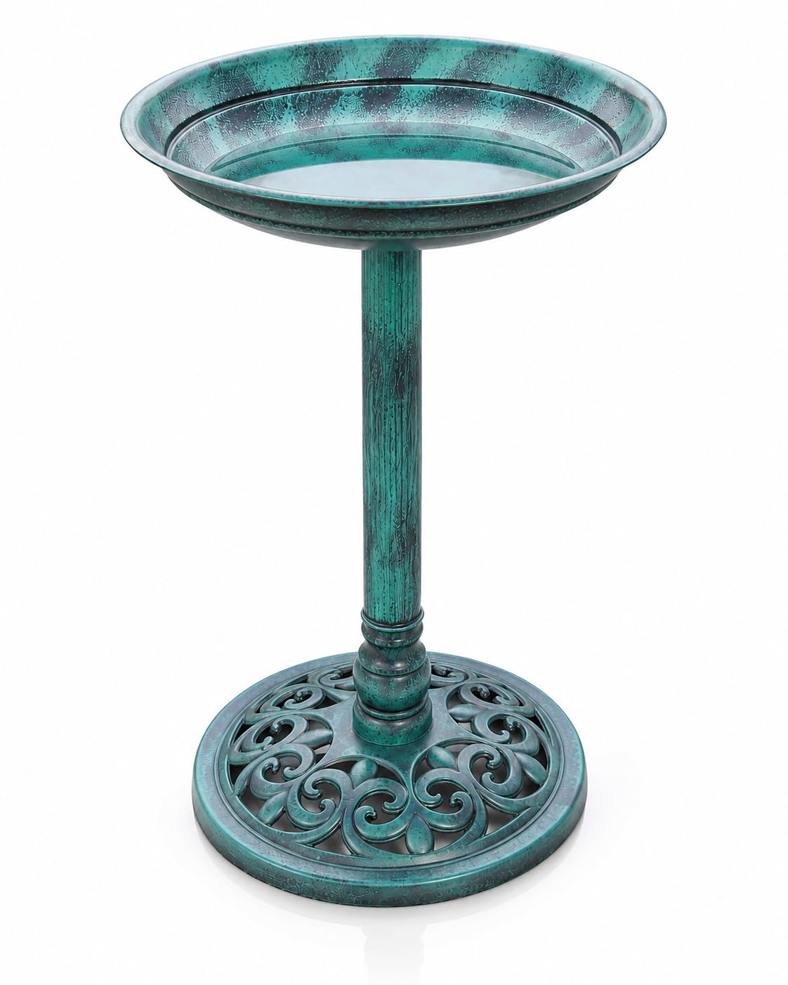 Unibos Outdoor Garden Bird Bath Pedestal Bowl for Wild Birds, Weatherproof Resin Bird Bath, Traditional Verdigris Effect Garden Ornament, Decorative Bird Water Feeder for Patio Lawn & Backyard
