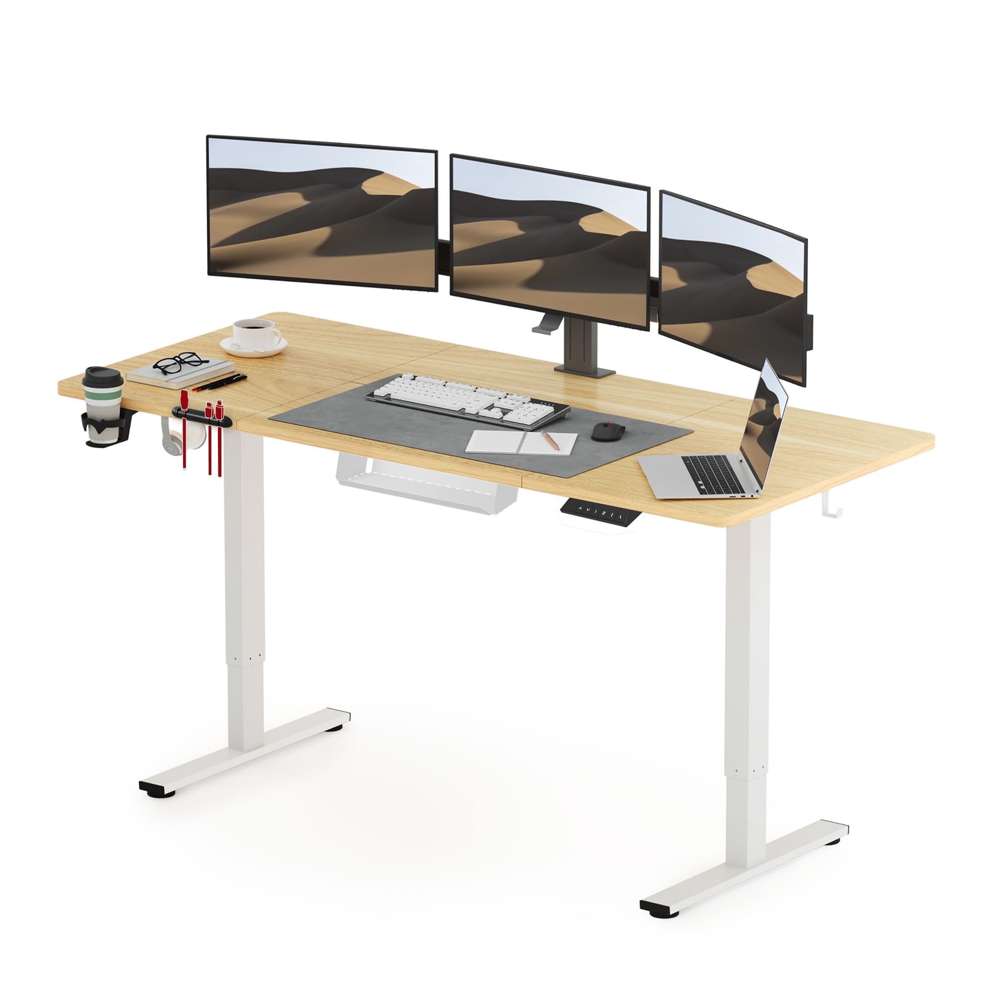 SANODESK 180 * 80 Electric Standing Desk Height Adjustable Standing Desk with Cablemanagement Tray Sit Stand Desk with Cupholder and Hooks Adjustable Desk Stand Up Desk for Home Office