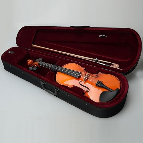 Vista 20 de Juego de viola acústica con arco de colofonia y instrumento musical, juego de viola de madera maciza barniz con funda ligera, arco y colofonia