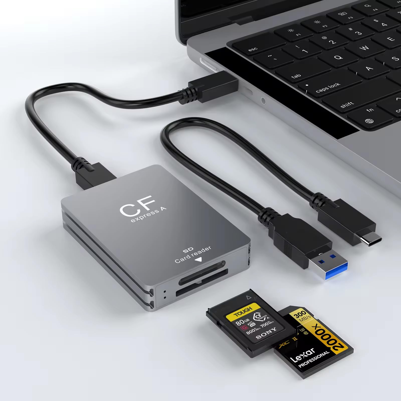 SCALEBEE CFexpress Type A and SD SDHX SDXC Dual Slot 2 in 1 Card Reader USB 3.2 Gen 2 with Transfer up to 10GB/s Compact Slim Metal Body with Type C to C and Type C to A Cable Included (Type A) (B0D2LB6Z6G) Amazon Price History, Amazon Price Tracker