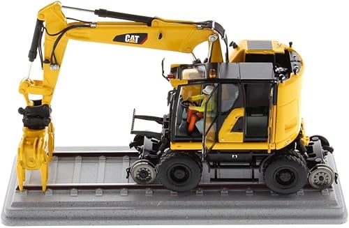 Miniatura 9 de Diecast Masters Excavadora con ruedas para ferrocarril Caterpillar M323F a escala 1:50 - Versión amarilla de seguridad | Camiones para gatos y